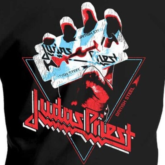 Judas Priest British Steel Hand Triangle Rock Band Graphic Metal Fan T-Shirt 05 - Picture 2 of 5